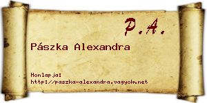 Pászka Alexandra névjegykártya