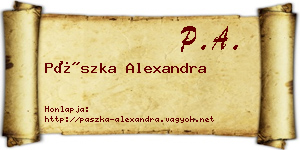 Pászka Alexandra névjegykártya